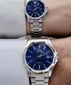 Casio CSISTE79 Kadranı Lacivert Kordonu Gümüş Renk Hediye Paketli Sevgili Çift Kol Saati