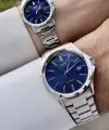 Casio CSISTE79 Kadranı Lacivert Kordonu Gümüş Renk Hediye Paketli Sevgili Çift Kol Saati