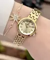 Kadranı Sarı Kordonu Gold Renk 25 Mm Hediye Paketli Kadın Kol Saati
