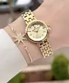 Kadranı Sarı Kordonu Gold Renk 25 Mm Hediye Paketli Kadın Kol Saati