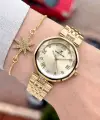 Kadranı Sarı Kordonu Gold Renk 31 Mm Hediye Paketli Kadın Kol Saati