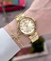 Kadranı Sarı Kordonu Gold Renk 31 Mm Hediye Paketli Kadın Kol Saati
