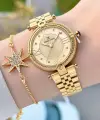 Kadranı Sarı Kordonu Gold Renk 32 Mm Kadın Kol Saati ve Bileklik
