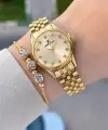 Kadranı Sarı Kordonu Gold Renk Hediye Paketli 28 Mm Kadın Kol Saati