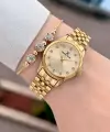 Kadranı Sarı Kordonu Gold Renk Hediye Paketli 28 Mm Kadın Kol Saati