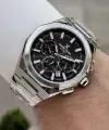 Kadranı Siyah Kordonu Gümüş Renk Hediye Paketli 44 Mm Erkek Kol Saati