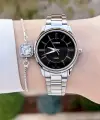 Casio CSISTE108 Kadranı Siyah Kordonu Gümüş Renk Hediye Paketli Kadın Kol Saati