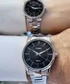 Casio CSISTE105 Kadranı Siyah Kordonu Gümüş Renk Hediye Paketli Sevgili Çift İki Kol Saati
