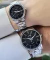 Casio CSISTE105 Kadranı Siyah Kordonu Gümüş Renk Hediye Paketli Sevgili Çift İki Kol Saati