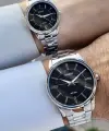 Casio CSISTE105 Kadranı Siyah Kordonu Gümüş Renk Hediye Paketli Sevgili Çift İki Kol Saati