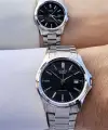 Casio CSISTE55 Kadranı Siyah Kordonu Gümüş Renk Hediye Paketli Sevgili Çift İki Kol Saati