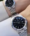 Casio CSISTE55 Kadranı Siyah Kordonu Gümüş Renk Hediye Paketli Sevgili Çift İki Kol Saati