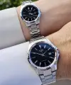 Casio CSISTE55 Kadranı Siyah Kordonu Gümüş Renk Hediye Paketli Sevgili Çift İki Kol Saati