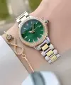 Kadranı Yeşil Gold Gümüş Renk 30 mm Kadın Kol Saati ve Bileklik