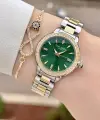 Kadranı Yeşil Gold Gümüş Renk 30 mm Kadın Kol Saati ve Bileklik