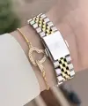 Kadranı Yeşil Kodronu Gold Gümüş Renk 30 Mm Kadın Kol Saati