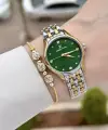 Kadranı Yeşil Kordonu Gold Gümüş Renk 30 mm Hediye Paketli Kadın Kol Saati