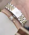 Kadranı Yeşil Kordonu Gold Gümüş Renk 30 Mm Hediye Paketli Kadın Kol Saati