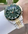 Kadranı Yeşil Kordonu Gold Gümüş Renk 45 Mm Hediye Paketli İç Göstergeleri Aktif Erkek Kol Saati