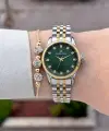 Kadranı Yeşil Kordonu Gold Gümüş Renk Hediye Paketli 28 Mm Kadın Kol Saati