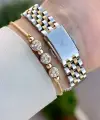 Kadranı Yeşil Kordonu Gold Gümüş Renk Hediye Paketli 28 Mm Kadın Kol Saati