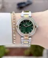 Kadranı Yeşil Kordonu Gold Gümüş Renk Hediye Paketli 32 Mm Kadın Kol Saati