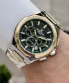 Kadranı Yeşil Kordonu Gold Gümüş Renk Hediye Paketli 44 Mm Erkek Kol Saati