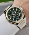 Kadranı Yeşil Kordonu Gold Gümüş Renk Hediye Paketli 44 Mm Erkek Kol Saati