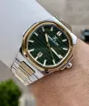 Kadranı Yeşil Kordonu Gold Gümüş Renk Hediye Paketli Erkek Kol Saati
