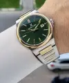 Kadranı Yeşil Kordonu Gold Gümüş Renk Takvimli Hediye Paketli Erkek Kol Saati