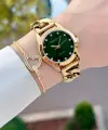 Kadranı Yeşil Kordonu Gold Renk 30 Mm Kadın Kol Saati ve Bileklik