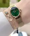 Kadranı Yeşil Kordonu Gold Renk Hediye Paketli 21 Mm Kadın Kol Saati