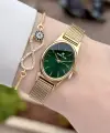 Kadranı Yeşil Kordonu Gold Renk Hediye Paketli 21 Mm Kadın Kol Saati