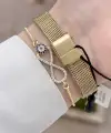 Kadranı Yeşil Kordonu Gold Renk Hediye Paketli 21 Mm Kadın Kol Saati