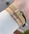 Kadranı Yeşil Kordonu Gold Renk Hediye Paketli 24 Mm Kadın Kol Saati