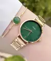 Casio CSISTE47 Kadranı Yeşil Kordonu Gold Renk Hediye Paketli Kadın Kol Saati