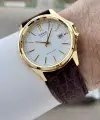Casio CSISTE209 Casio Kasası Gold Kadranı Beyaz Kordonu Kahverengi Renk Hediye Paketli Erkek Kol Saati
