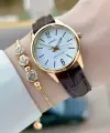 Casio CSISTE217 Casio Kasası Gold Kordonu Kahverengi Renk Hediye Paketli Kadın Kol Saati