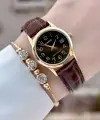 Casio CSISTE214 Casio Kasası Gold Kordonu Kahverengi Renk Takvimli Hediye Paketli Kadın Kol Saati