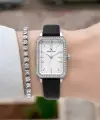 Kasası Gümüş Kordonu Siyah Renk Kadın Kol Saati ve Bileklik