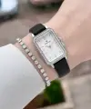 Kasası Gümüş Kordonu Siyah Renk Kadın Kol Saati ve Bileklik
