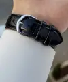 Kasası Gümüş Kordonu Siyah Renk Takvimli Hediye Paketli Erkek Kol Saati