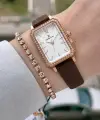 Kasası Rose Kordonu Bordo Renk Kadın Kol Saati ve Bileklik