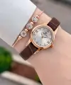 Kasası Rose Kordonu Siyah Renk 25 mm Hediye Paketli Kadın Kol Saati