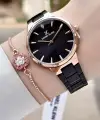 Kasası Rose Kordonu Siyah Renk Kadın Kol Saati Ve Bileklik
