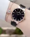 Kasası Rose Kordonu Siyah Renk Kadın Kol Saati Ve Bileklik