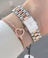 Rose Gümüş Renk Hediye Paketli Kadın Kol Saati ve Hediye Bileklik