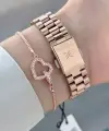 Rose Renk Hediye Paketli Kadın Kol Saati ve Hediye Bileklik