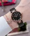Rose Siyah Renk Kesme Camlı Kadın Kol Saati