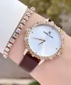 Daniel Klein DK1ISTE759 Kasası Rose Kordonu Kahverengi Renk Deri Kordon Kadın Kol Saati Ve Bileklik
